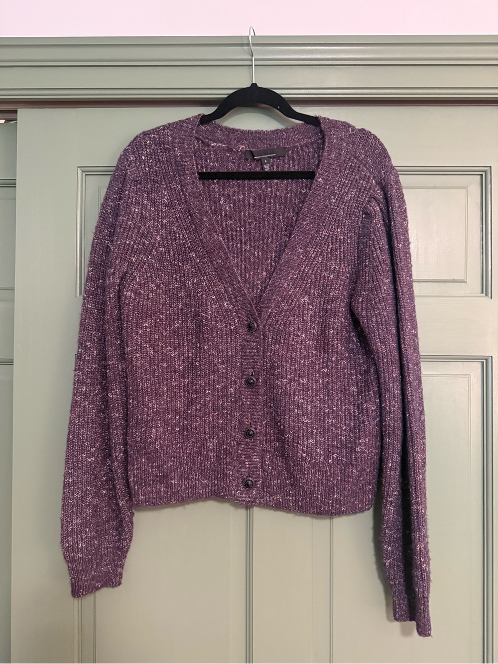 White House Black Market Purple Button-Front Cardigan